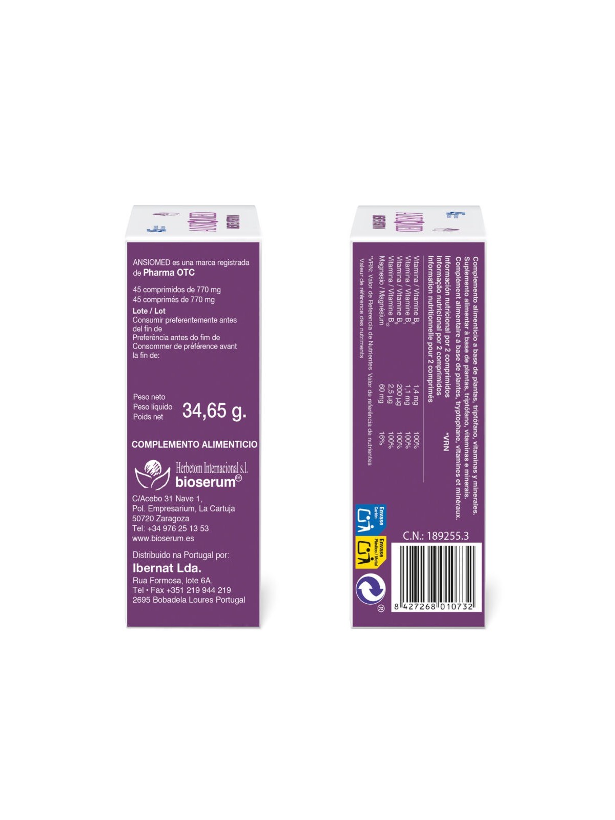 Ansiomed Mente Positiva 45 Comprimidos | Bioserum