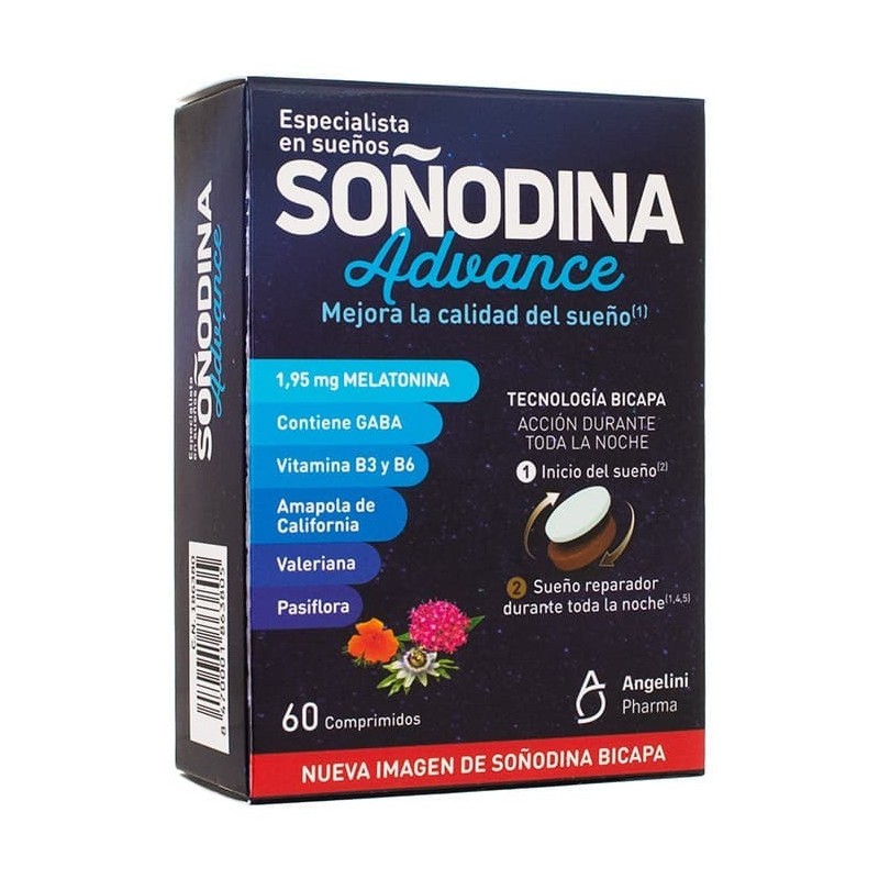 SOÑODINA  MELATONINA BICAPA ADVANCE 60 COMPRIMIDOS. SUEÑO